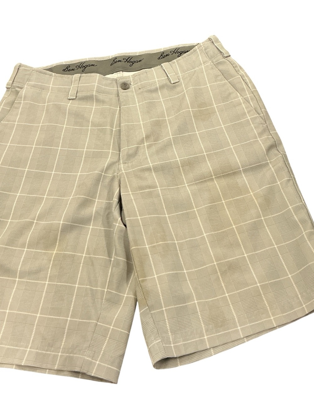 Hogan gray Windowpane Plaid Flat Front Shorts